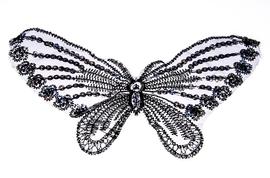 Aplikacja motyl czarny 20x12,5cm